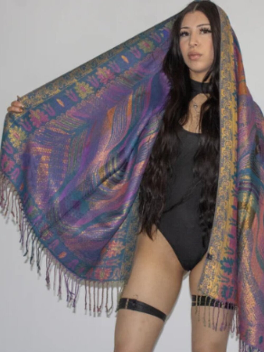 Starlit Feather EDM Rave Festival Pashmina Scarf